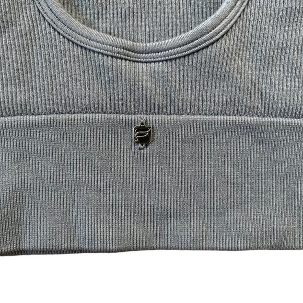 Fabletics Blue Ribbed Midi Bralette - Picture 4 of 7